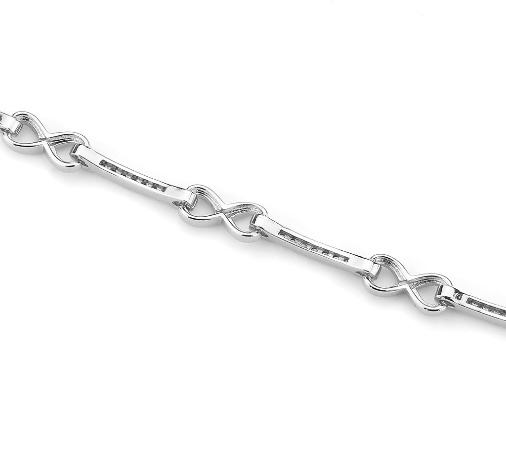 3W1631 - Rhodium Brass Bracelet with AAA Grade CZ in Clear-4