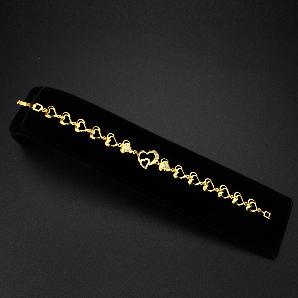 3W1632 - Flash Gold Brass Bracelet with AAA Grade CZ in Clear-2