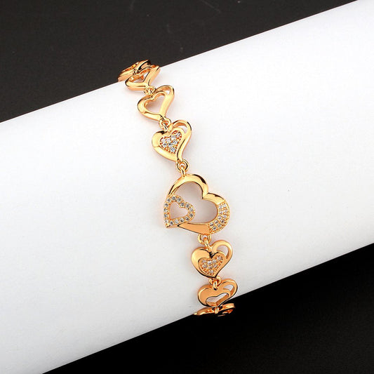 3W1633 - Flash Rose Gold Brass Bracelet with AAA Grade CZ in Clear-0