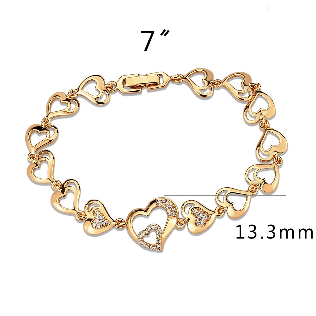 3W1633 - Flash Rose Gold Brass Bracelet with AAA Grade CZ in Clear-1