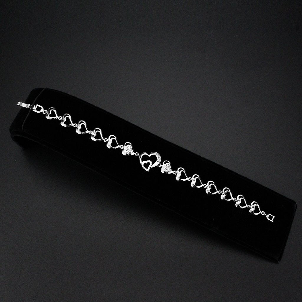 3W1634 - Rhodium Brass Bracelet with AAA Grade CZ in Clear-2