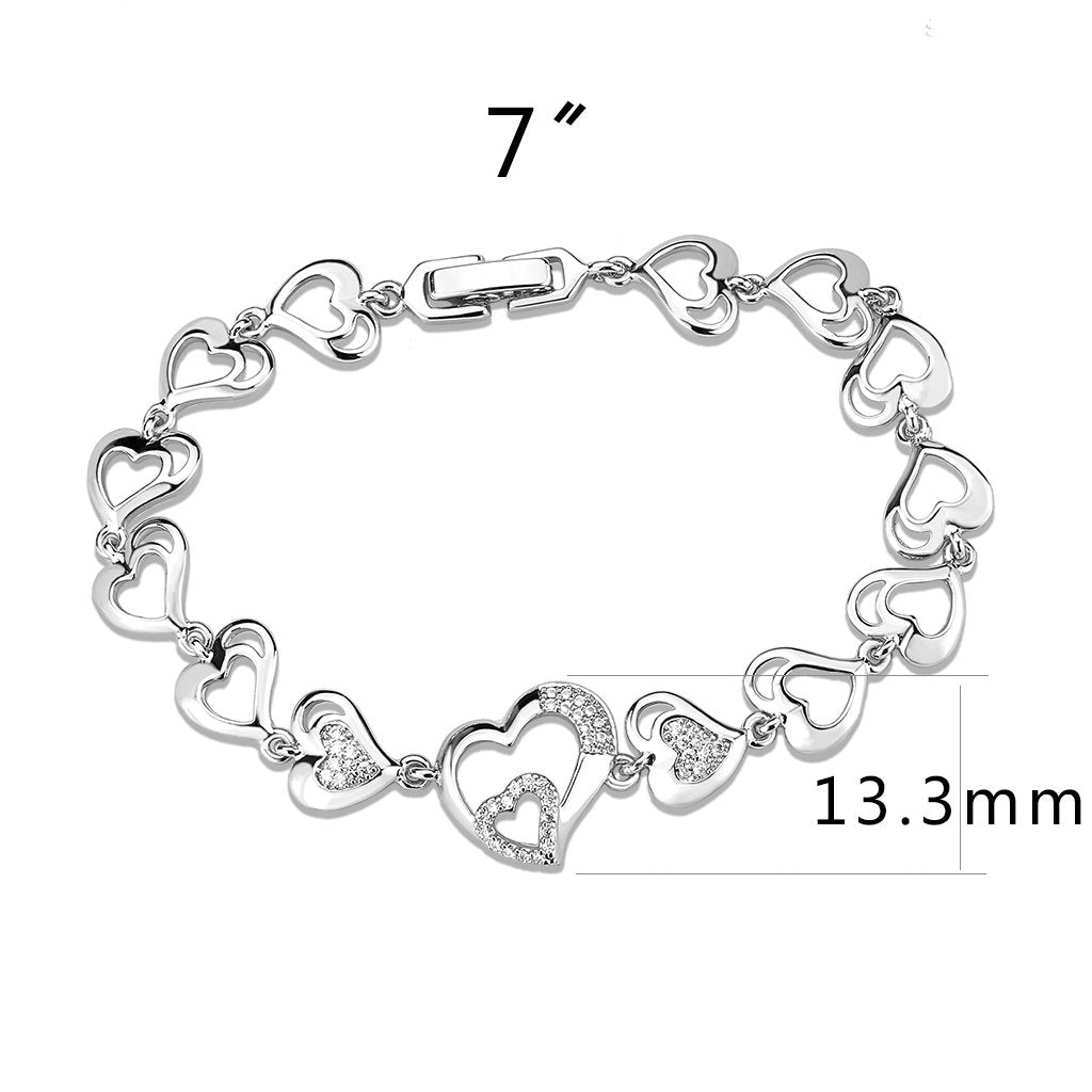 3W1634 - Rhodium Brass Bracelet with AAA Grade CZ in Clear-1