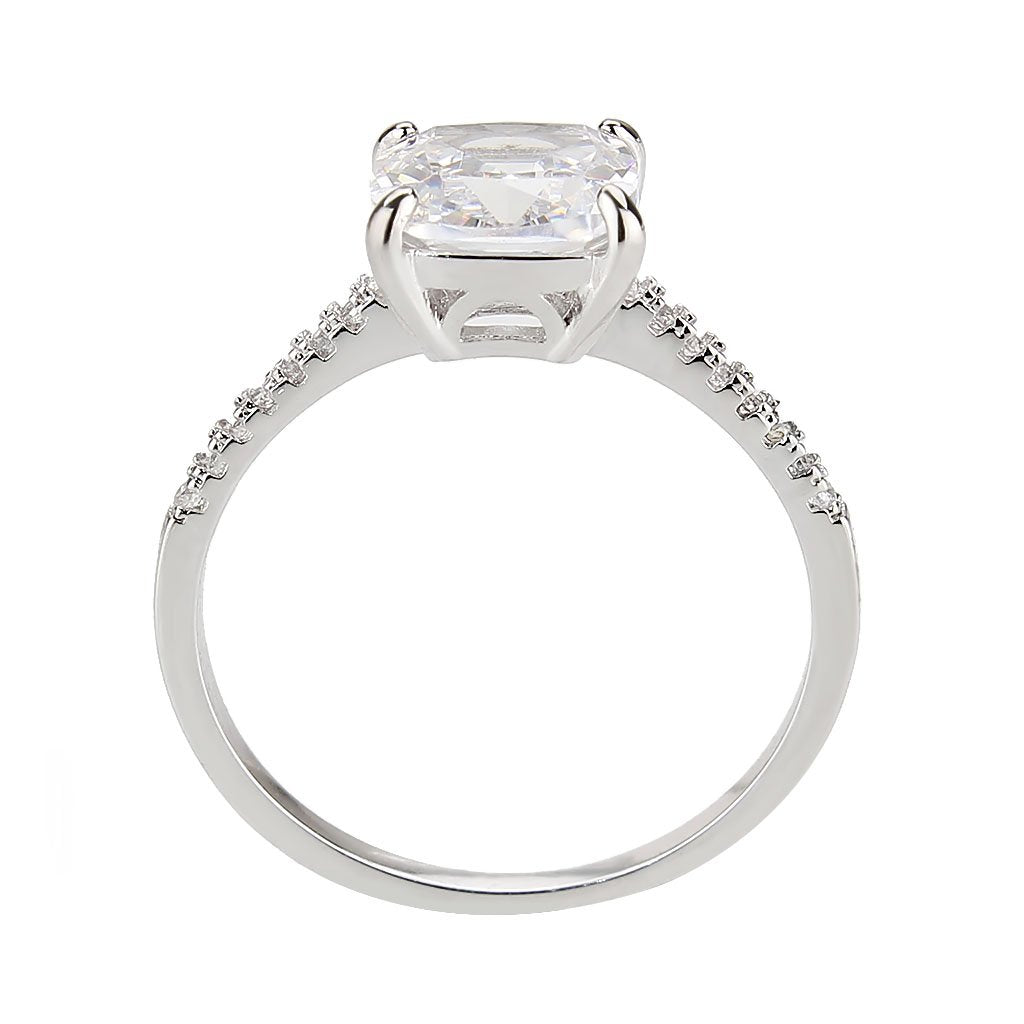 3W1636 - Rhodium Brass Ring with AAA Grade CZ in Clear-2