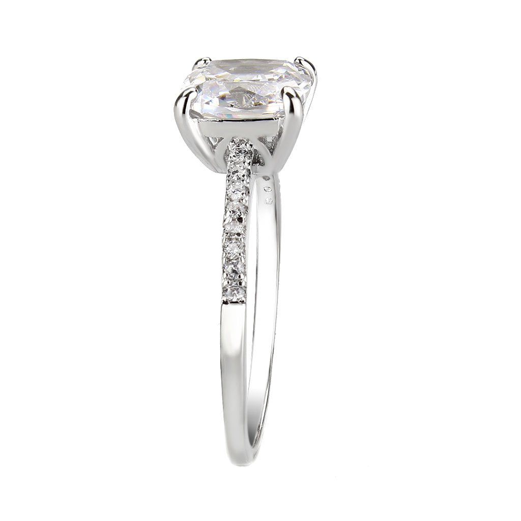3W1636 - Rhodium Brass Ring with AAA Grade CZ in Clear-3