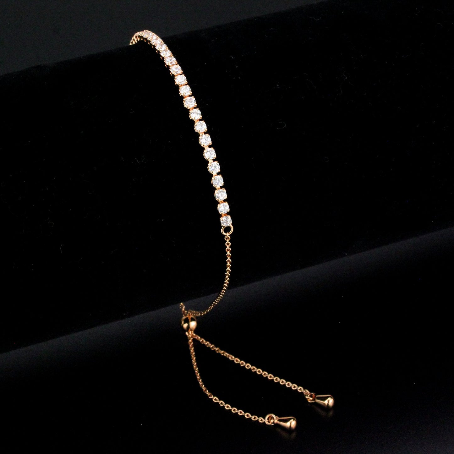 3W1642 - Rose Gold Brass Bracelet with AAA Grade CZ in Clear-0