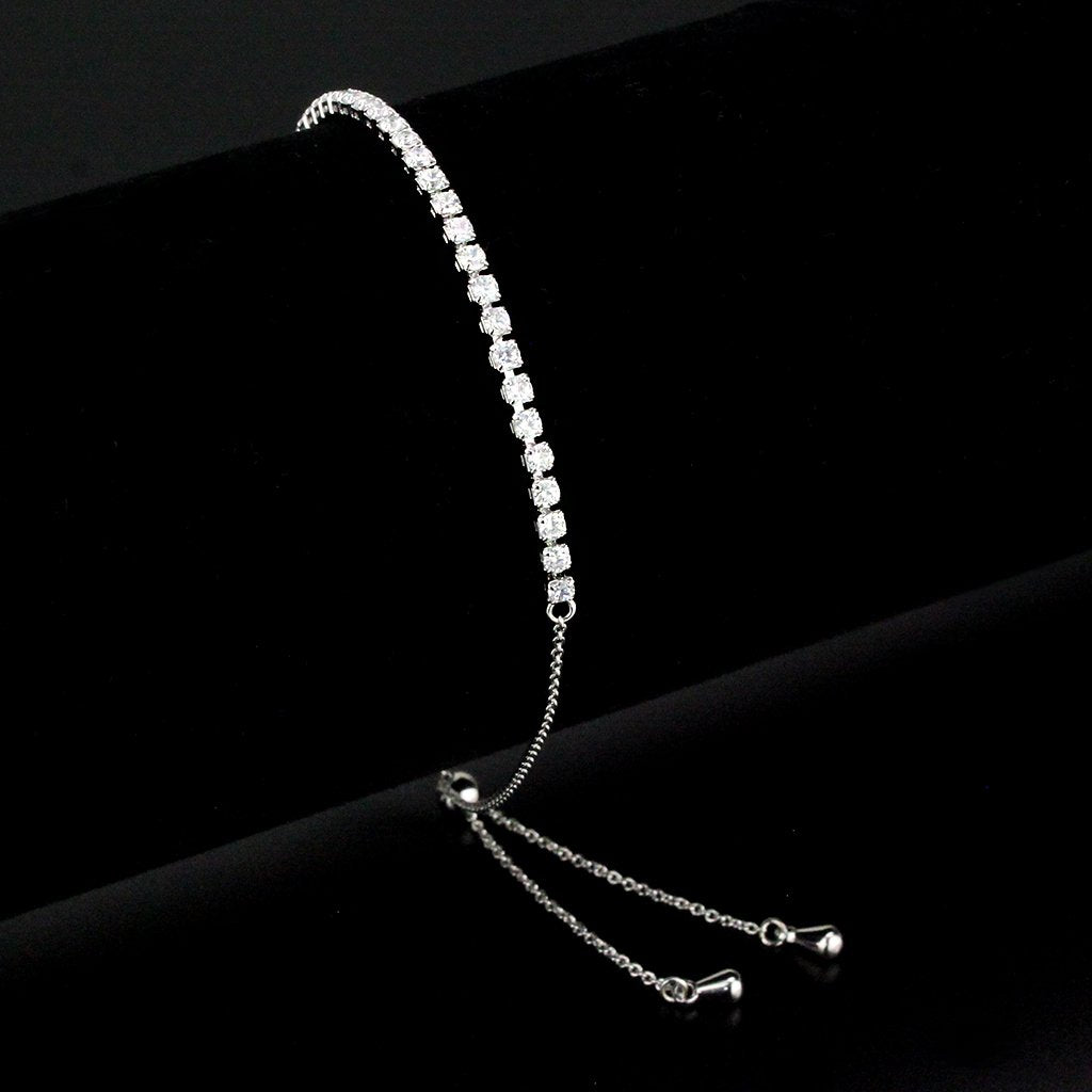 3W1643 - Rhodium Brass Bracelet with AAA Grade CZ in Clear-0