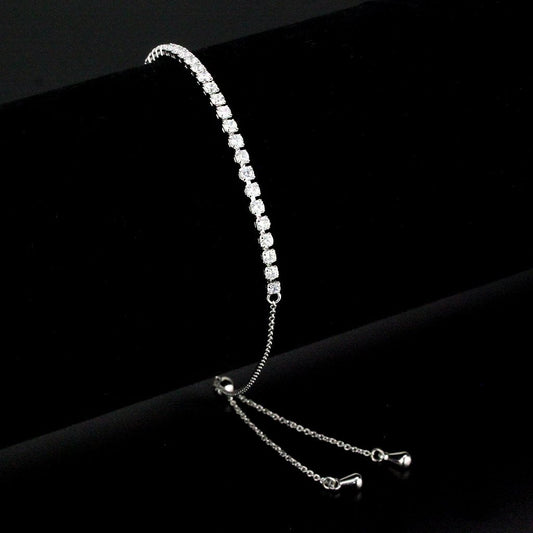 3W1643 - Rhodium Brass Bracelet with AAA Grade CZ in Clear-0
