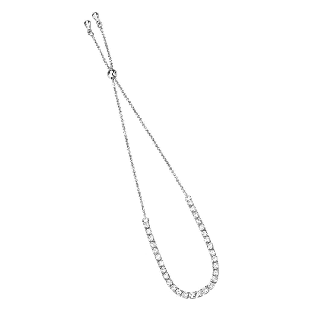 3W1643 - Rhodium Brass Bracelet with AAA Grade CZ in Clear-2