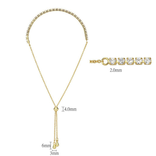 3W1644 - Gold Brass Bracelet with AAA Grade CZ in Clear-1