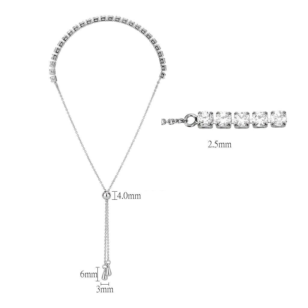 3W1646 - Rhodium Brass Bracelet with AAA Grade CZ in Clear-1