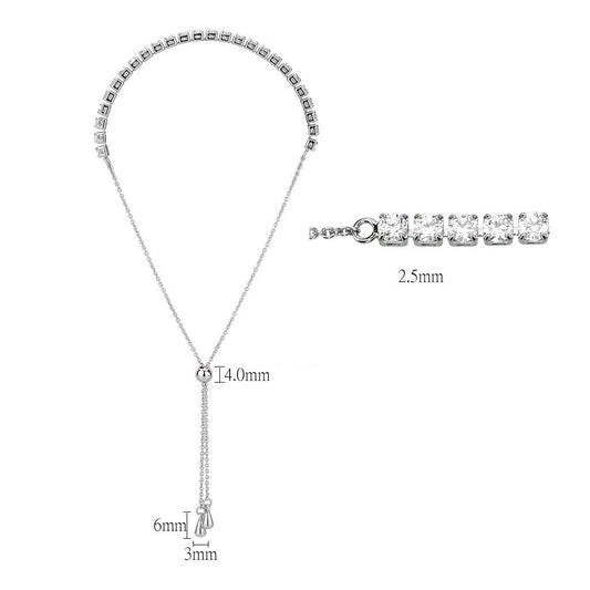 3W1646 - Rhodium Brass Bracelet with AAA Grade CZ in Clear-1