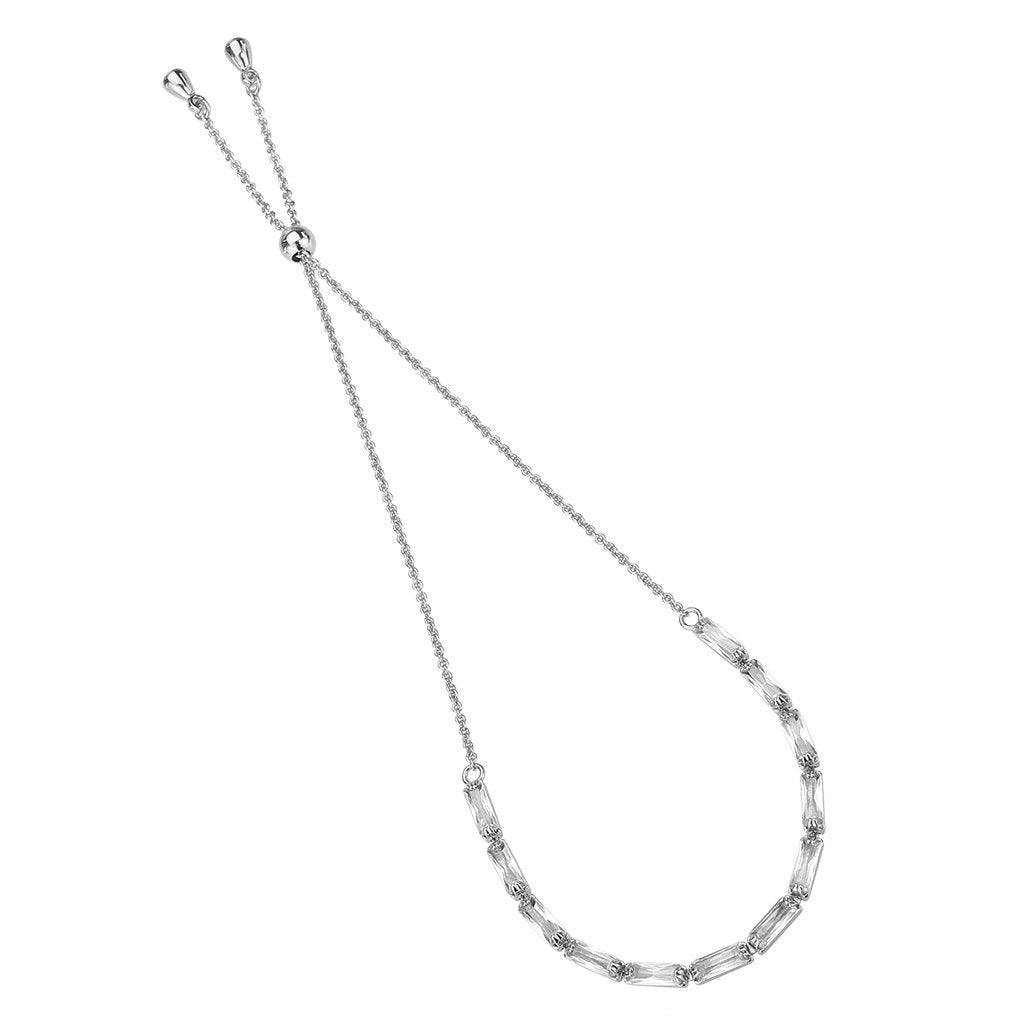 3W1652 - Rhodium Brass Bracelet with AAA Grade CZ in Clear-2