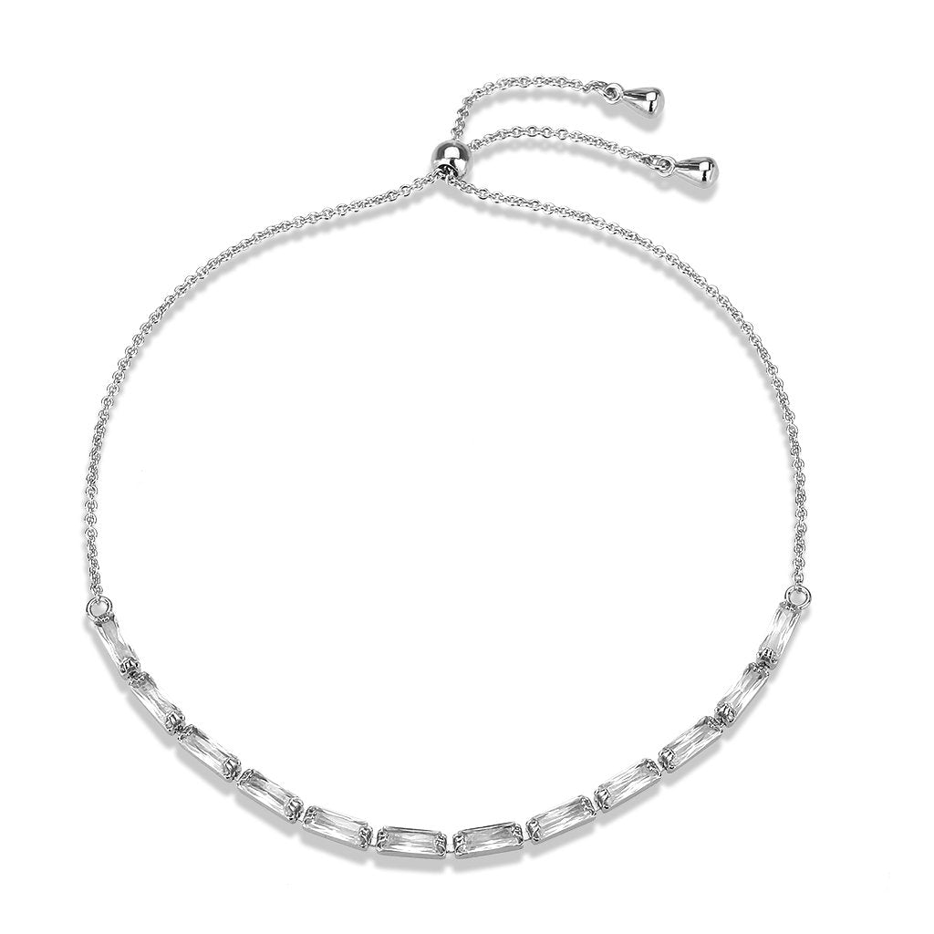 3W1652 - Rhodium Brass Bracelet with AAA Grade CZ in Clear-3