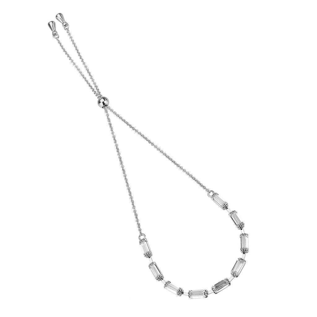 3W1655 - Rhodium Brass Bracelet with AAA Grade CZ in Clear-2