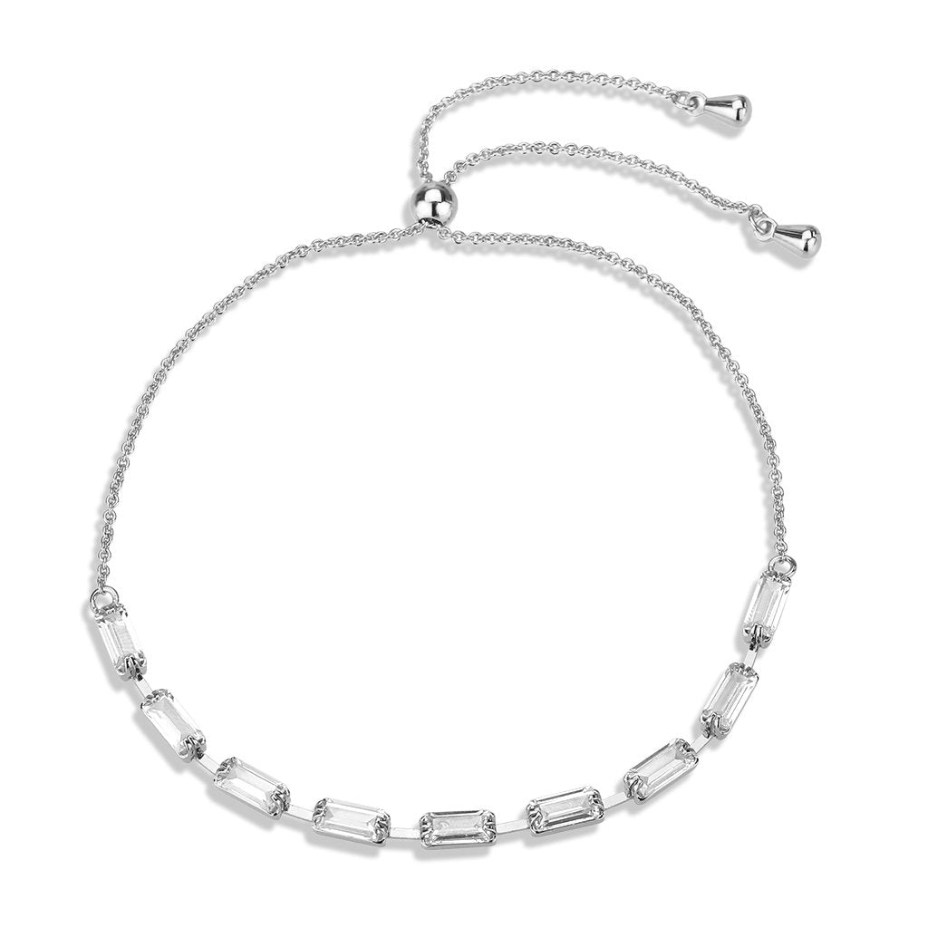 3W1655 - Rhodium Brass Bracelet with AAA Grade CZ in Clear-3