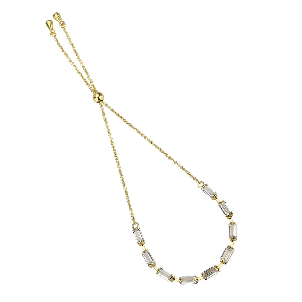 3W1656 - Gold Brass Bracelet with AAA Grade CZ in Clear-2