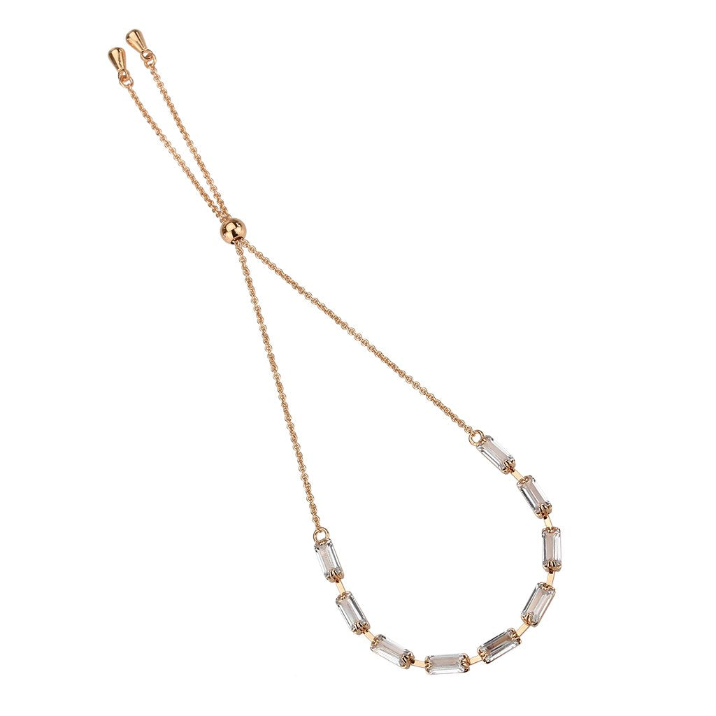 3W1657 - Rose Gold Brass Bracelet with AAA Grade CZ in Clear-2