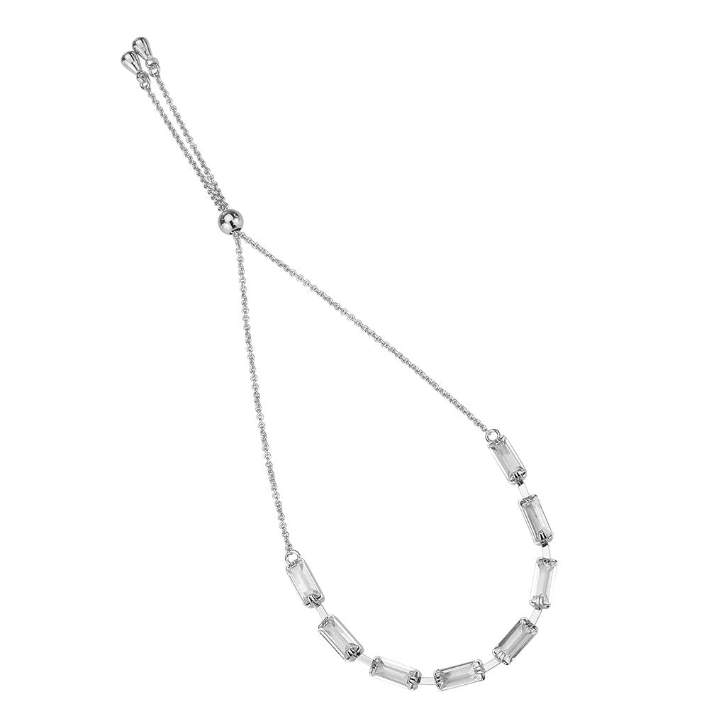 3W1658 - Rhodium Brass Bracelet with AAA Grade CZ in Clear-2