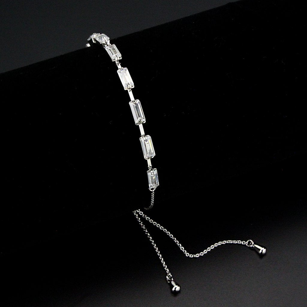 3W1658 - Rhodium Brass Bracelet with AAA Grade CZ in Clear-0