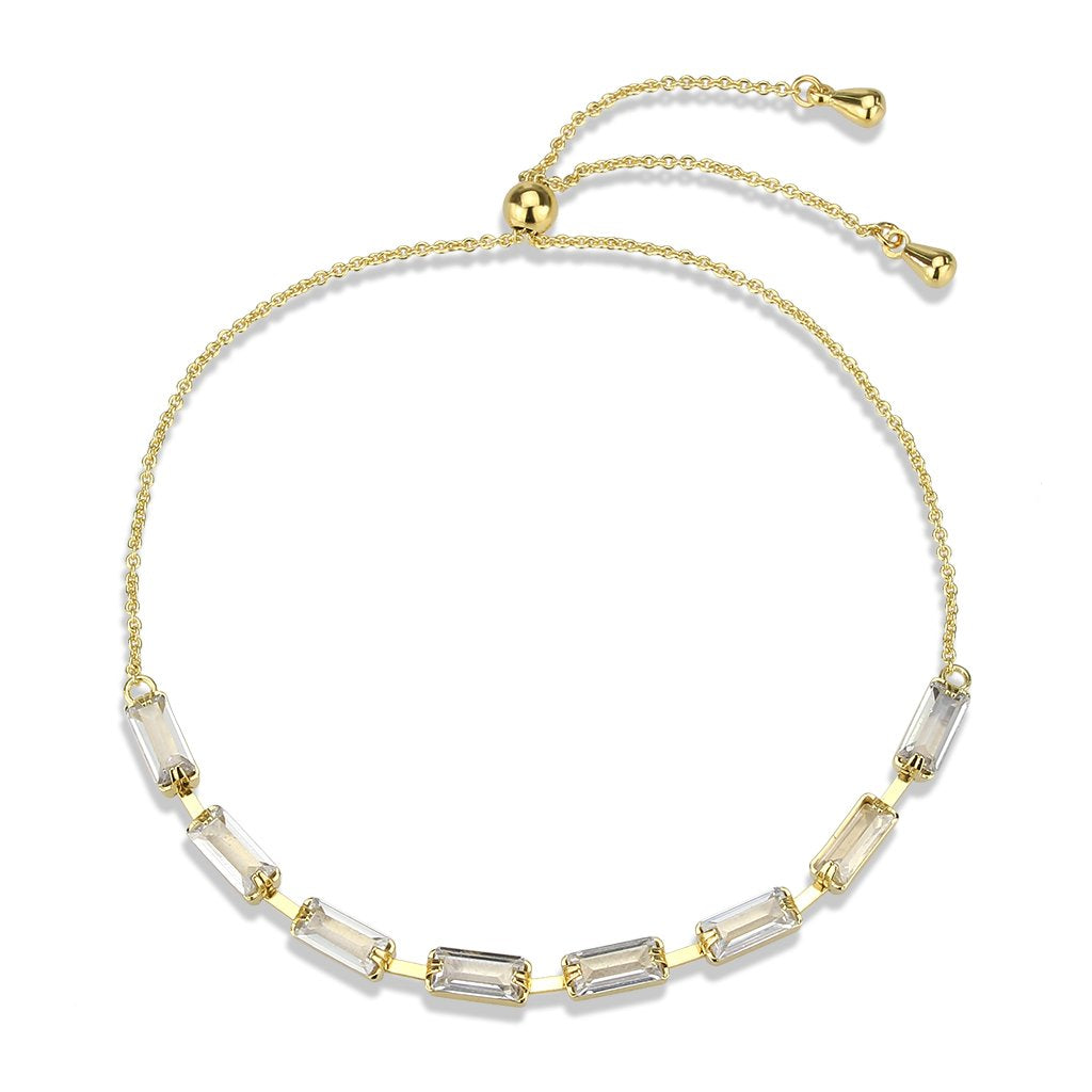 3W1659 - Gold Brass Bracelet with AAA Grade CZ in Clear-3