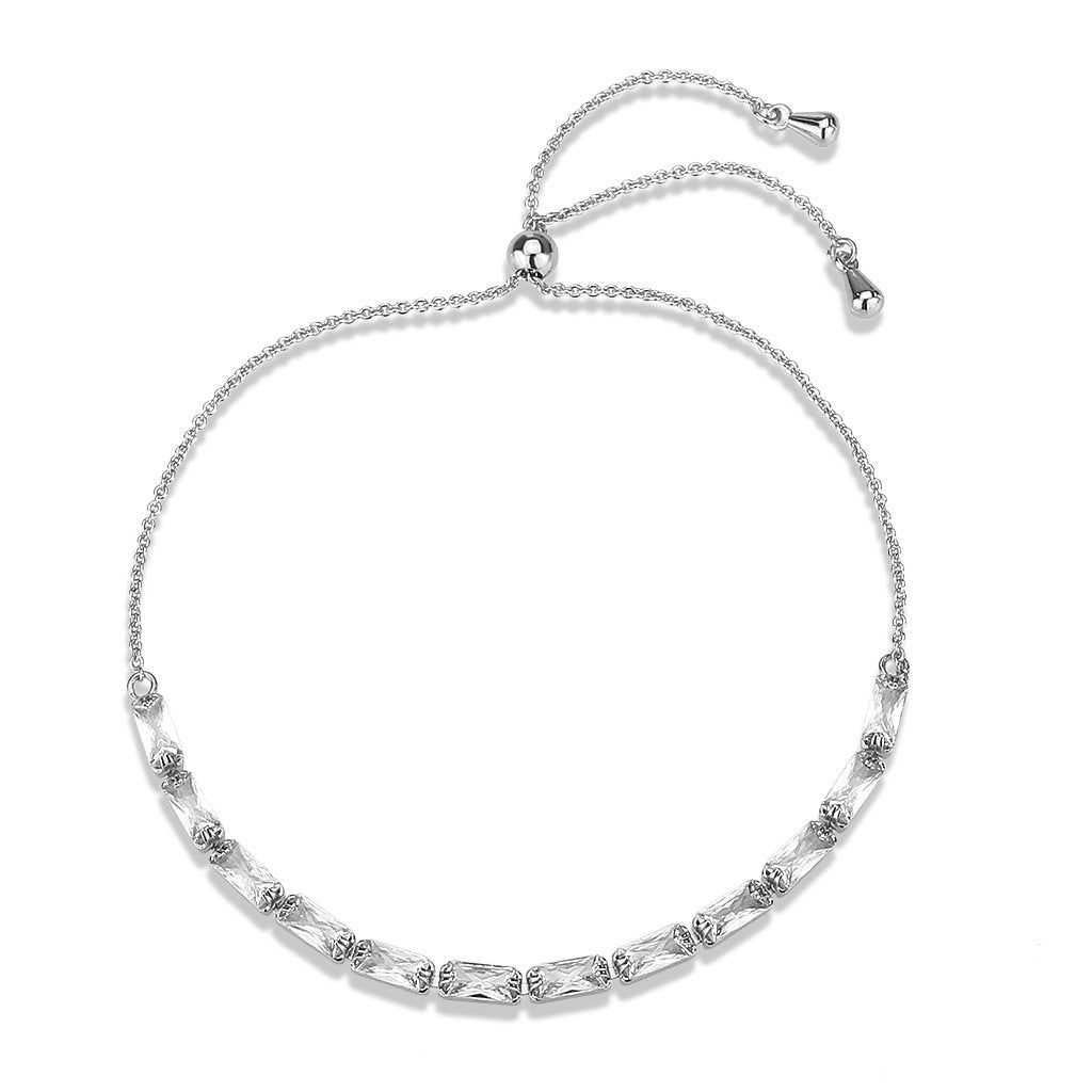 3W1661 - Rhodium Brass Bracelet with AAA Grade CZ in Clear-3