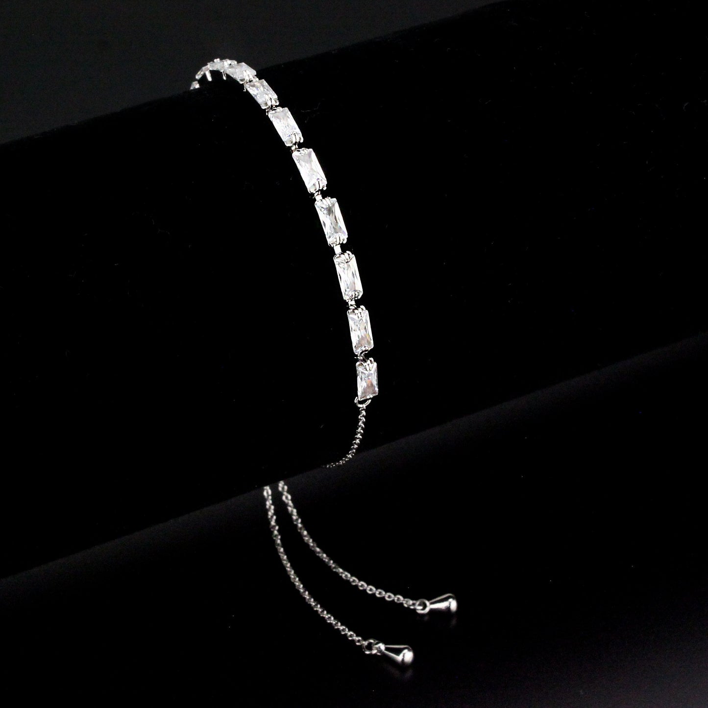 3W1661 - Rhodium Brass Bracelet with AAA Grade CZ in Clear-0