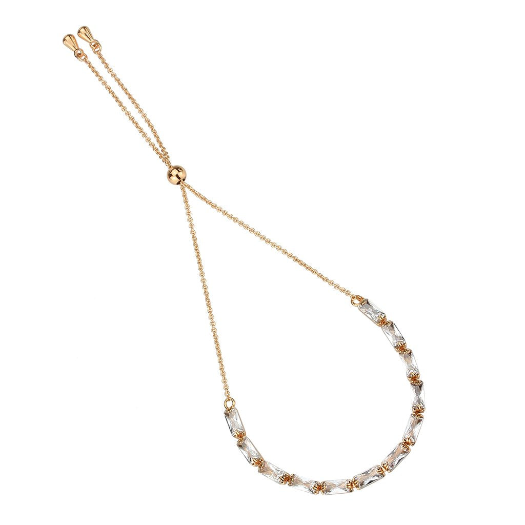 3W1663 - Rose Gold Brass Bracelet with AAA Grade CZ in Clear-2