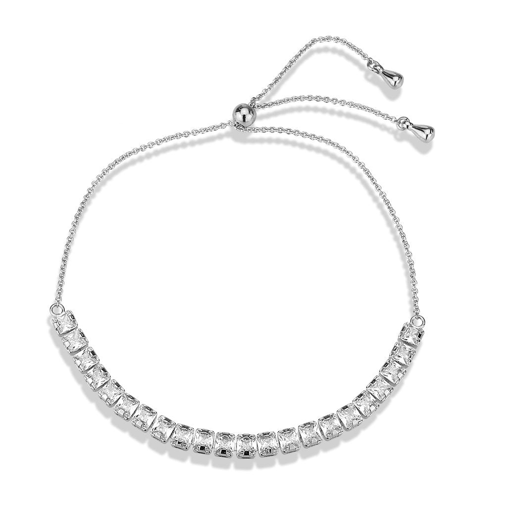 3W1667 - Rhodium Brass Bracelet with AAA Grade CZ in Clear-3