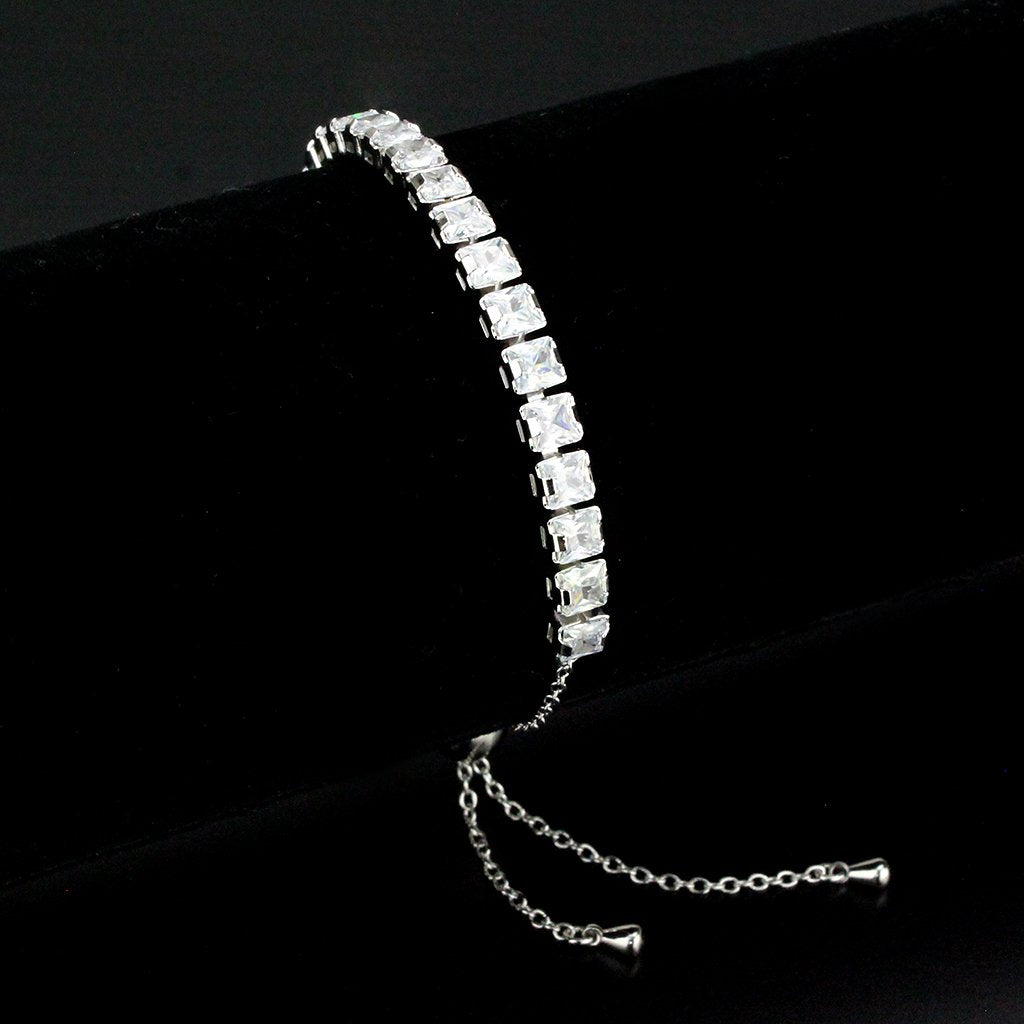 3W1670 - Rhodium Brass Bracelet with AAA Grade CZ in Clear-0