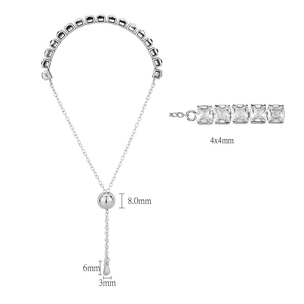 3W1670 - Rhodium Brass Bracelet with AAA Grade CZ in Clear-1