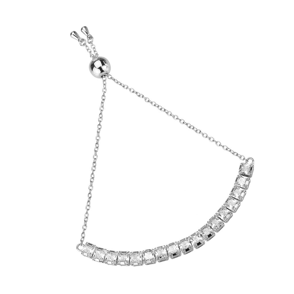 3W1670 - Rhodium Brass Bracelet with AAA Grade CZ in Clear-2
