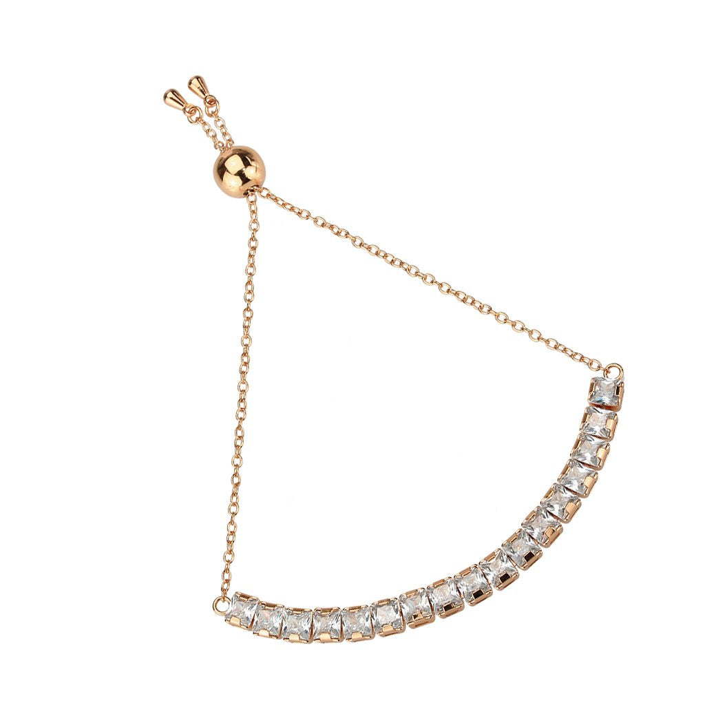 3W1672 - Rose Gold Brass Bracelet with AAA Grade CZ in Clear-2