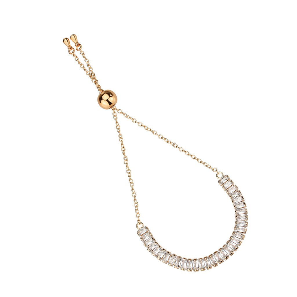 3W1675 - Rose Gold Brass Bracelet with AAA Grade CZ in Clear-2