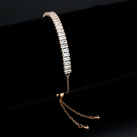 3W1675 - Rose Gold Brass Bracelet with AAA Grade CZ in Clear-0