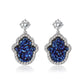 3W1723E -  Imitation Rhodium+E-coating Brass Earring with Druzy in Capri Blue-0
