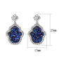 3W1723E -  Imitation Rhodium+E-coating Brass Earring with Druzy in Capri Blue-1