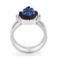 3W1723 -  Imitation Rhodium+E-coating Brass Ring with Druzy in Capri Blue-3
