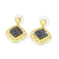 3W1724E - Flash Gold+E-coating Brass Earring with Druzy in Purple Series-0