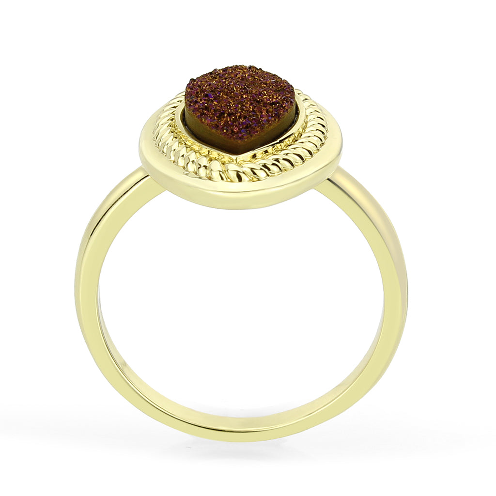 3W1725 - Flash Gold+E-coating Brass Ring with Druzy in Amethyst-2