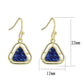 3W1726E - Flash Gold+E-coating Brass Earring with Druzy in Capri Blue-1