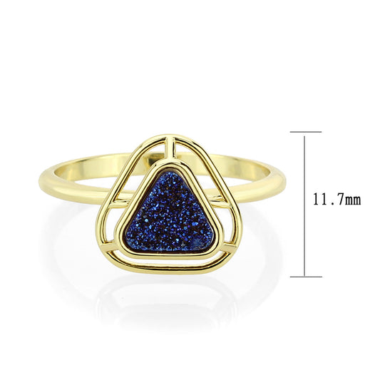 3W1726 - Flash Gold+E-coating Brass Ring with Druzy in Capri Blue-1