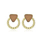 3W1727E - Flash Gold+E-coating Brass Earring with Druzy in Rose Gold-3