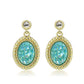 3W1731E - Flash Gold+E-coating Brass Earring with Druzy in Sea Blue-3