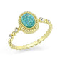 3W1731 - Flash Gold+E-coating Brass Ring with Druzy in SeaBlue-0