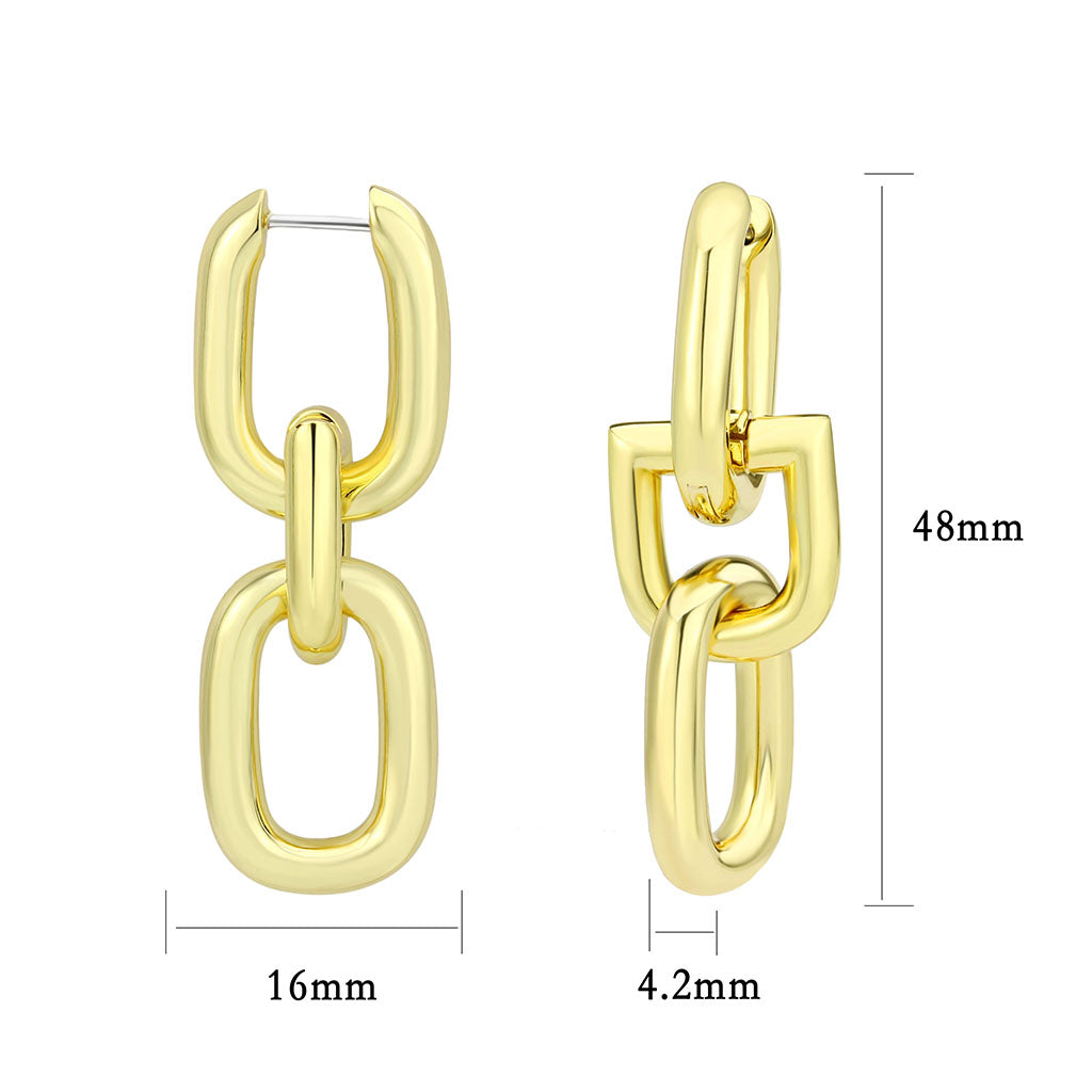 3W1736G - Flash Gold Brass Earring with NoStone in No Stone-1