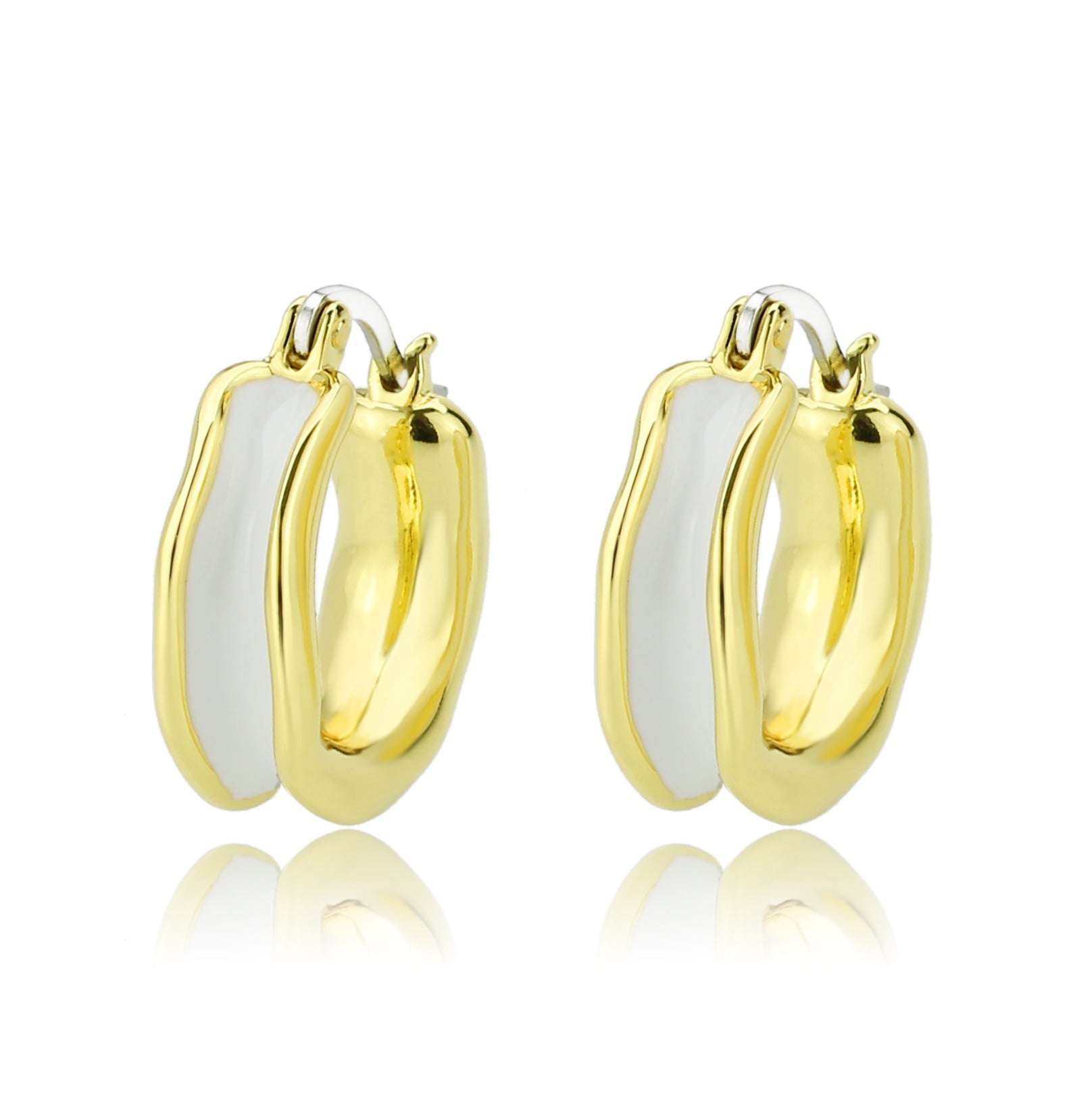 3W1737G - Flash Gold Brass Earring with Epoxy in No Stone-0