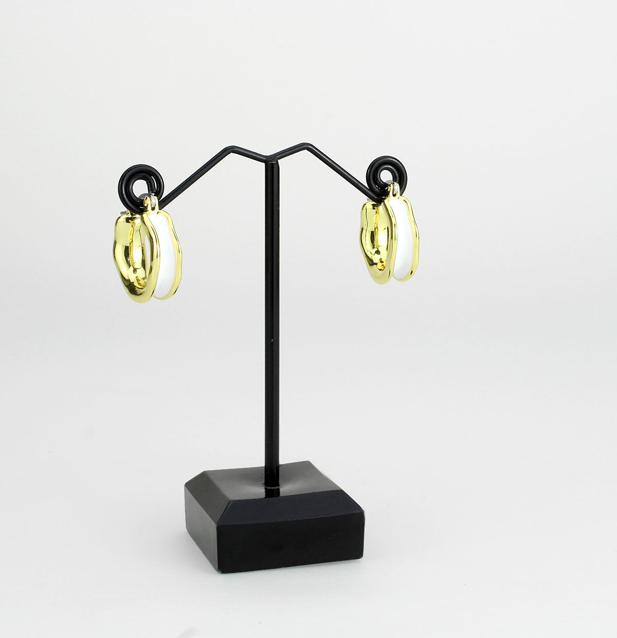 3W1737G - Flash Gold Brass Earring with Epoxy in No Stone-2