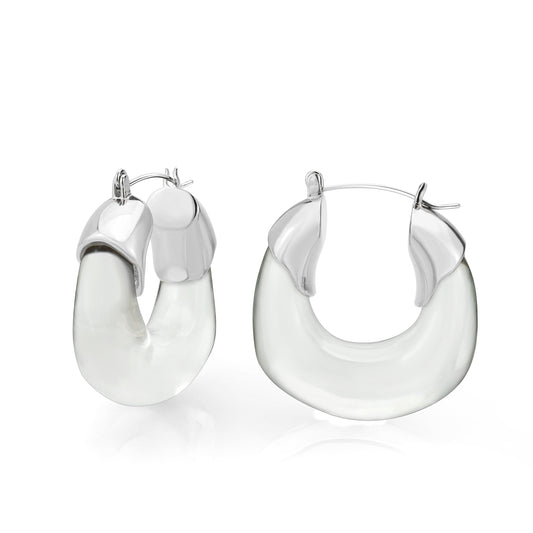 3W1738 - Imitation Rhodium Brass Earring with Synthetic in Clear-0