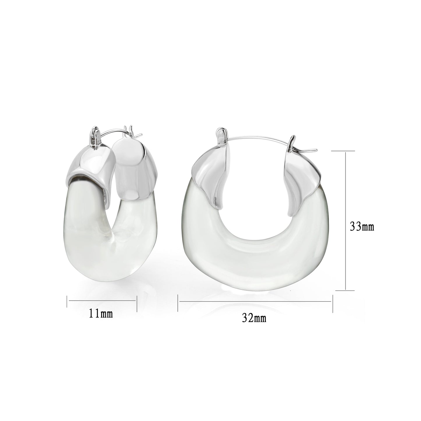 3W1738 - Imitation Rhodium Brass Earring with Synthetic in Clear-2
