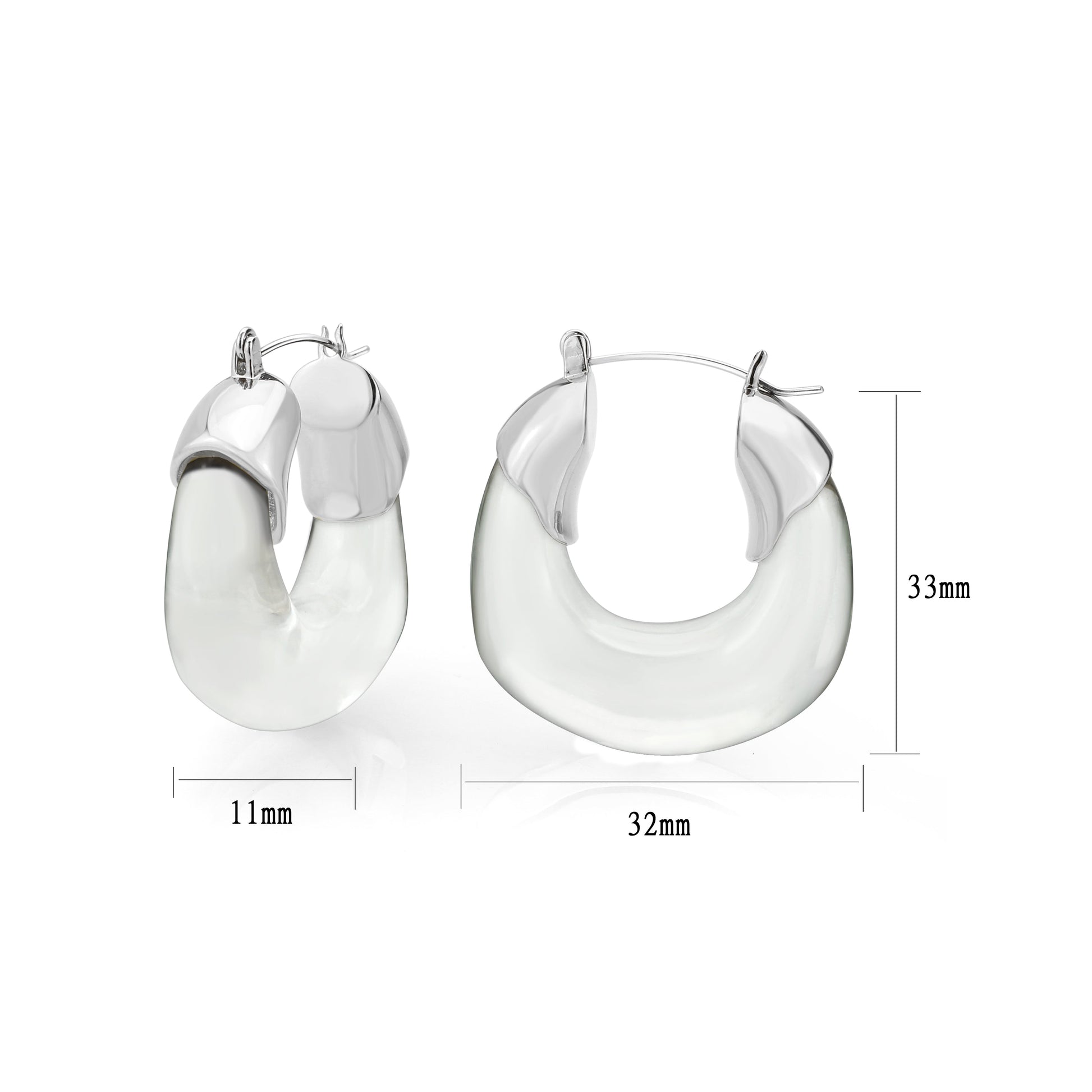 3W1738 - Imitation Rhodium Brass Earring with Synthetic in Clear-2
